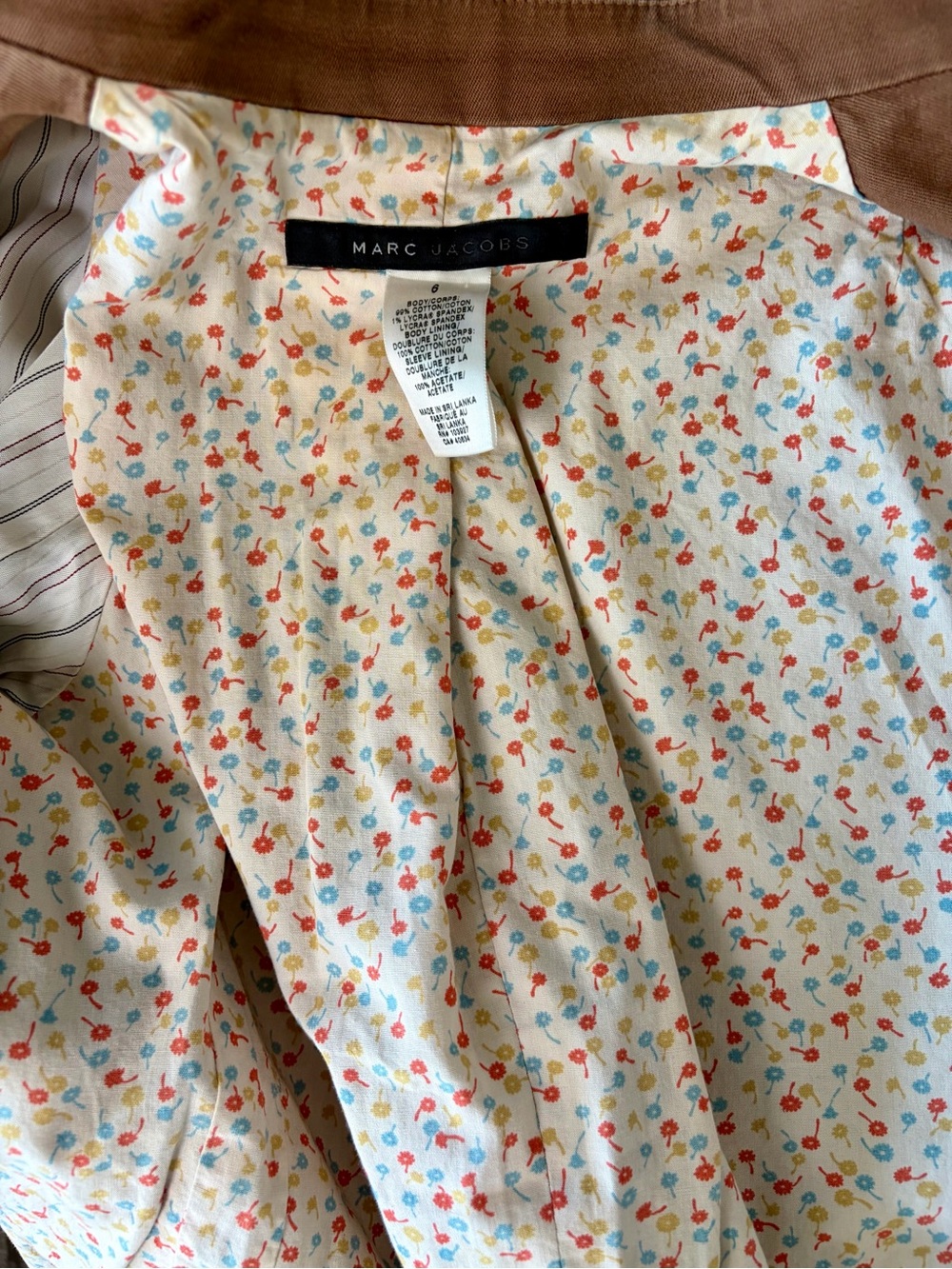 Marc Jacobs Vintage Cognac Button-Front Jacket, Grosgrain trim, 6 (smaller), EUC - Picture 10 of 12
